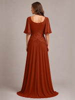 Cowl Neck Mother of the Bride Dress with Applique 