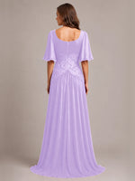 Cowl Neck Mother of the Bride Dress with Applique 