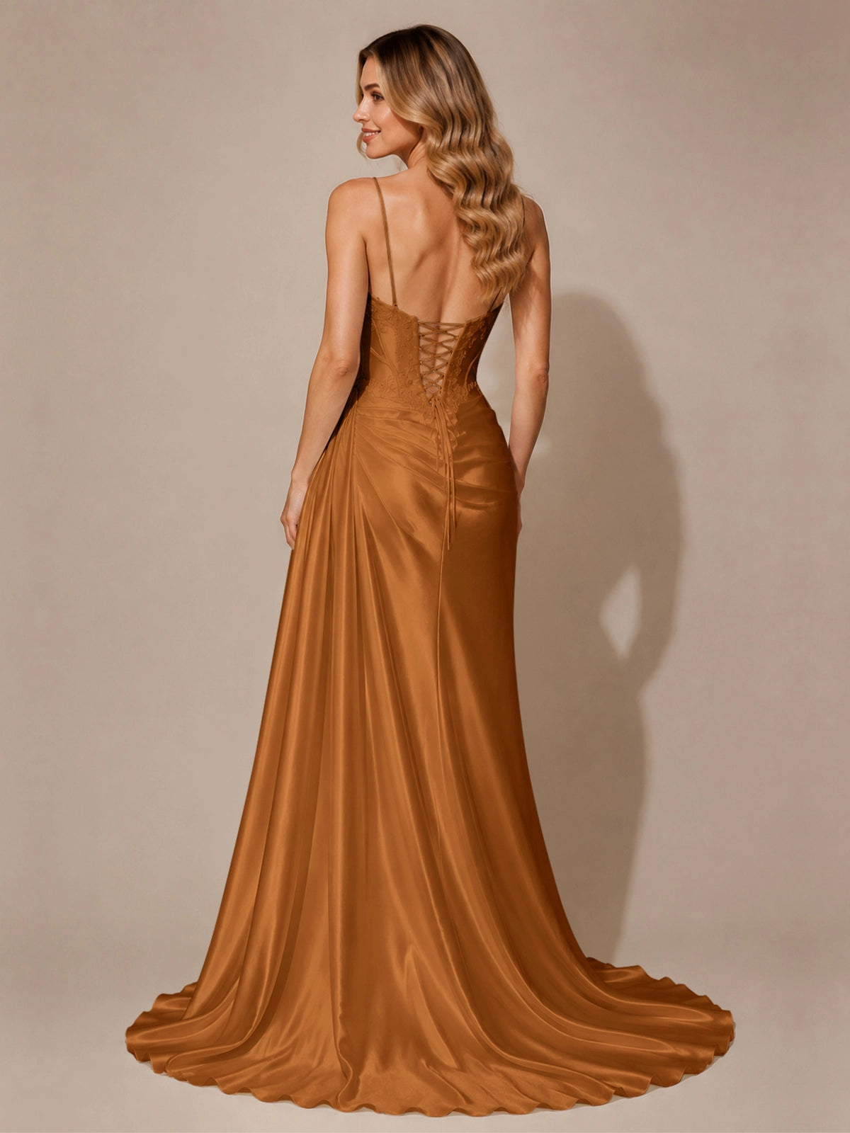 Silk-like Prom Dress with Appliques
