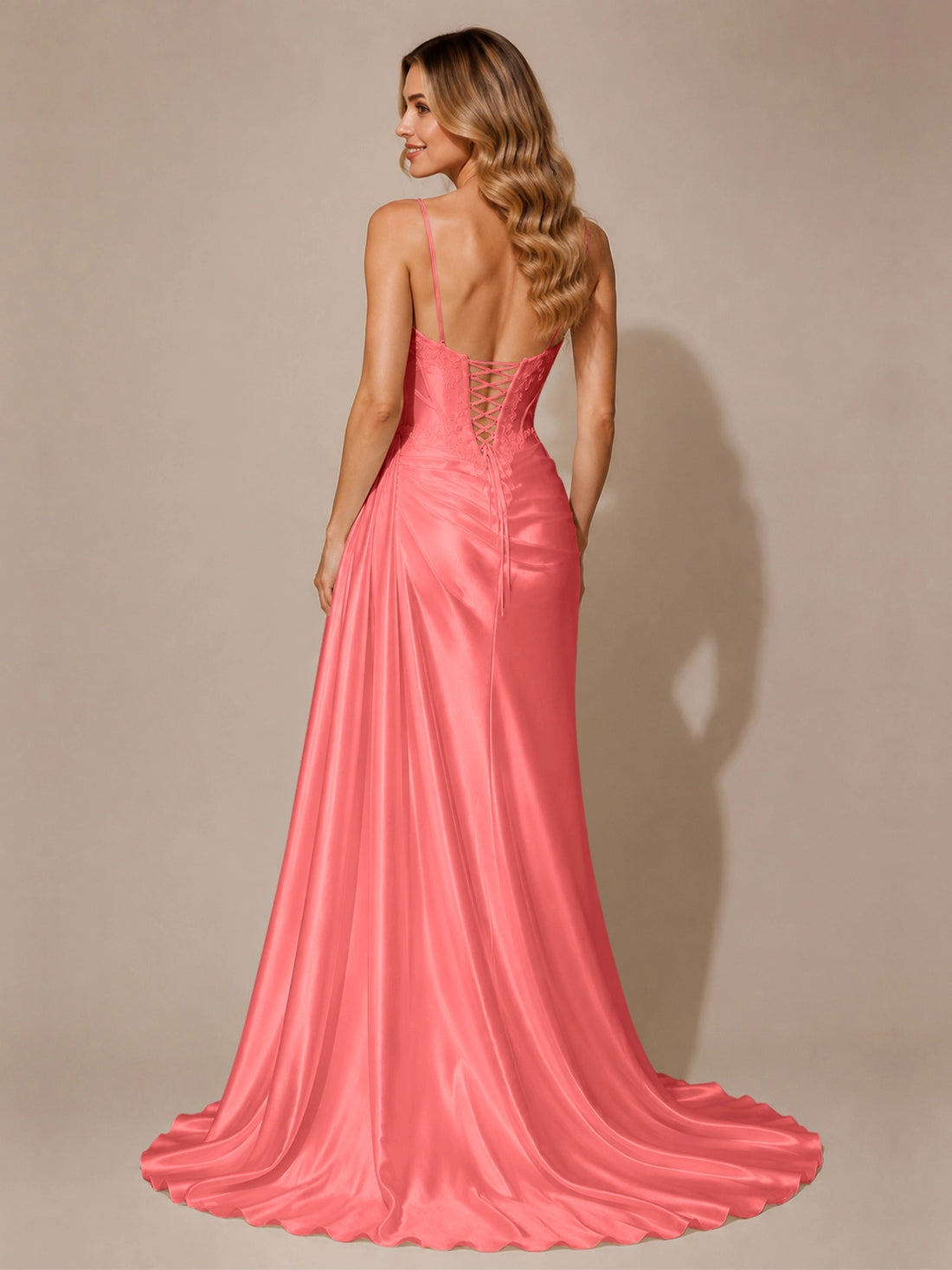 Silk-like Prom Dress with Appliques
