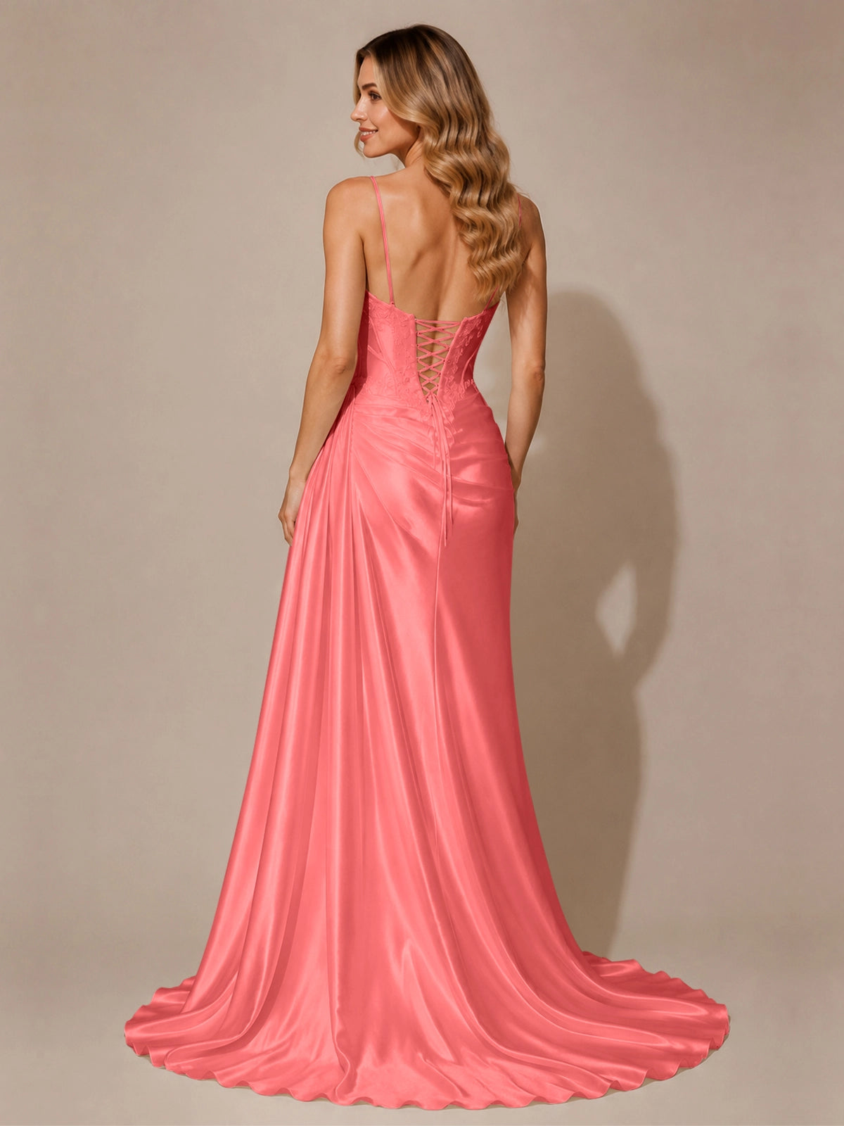 Silk-like Prom Dress with Appliques