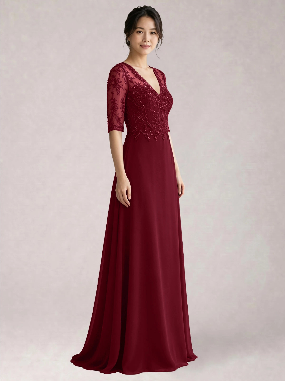 Lace Mother of the Bride Dress with Half Sleeves