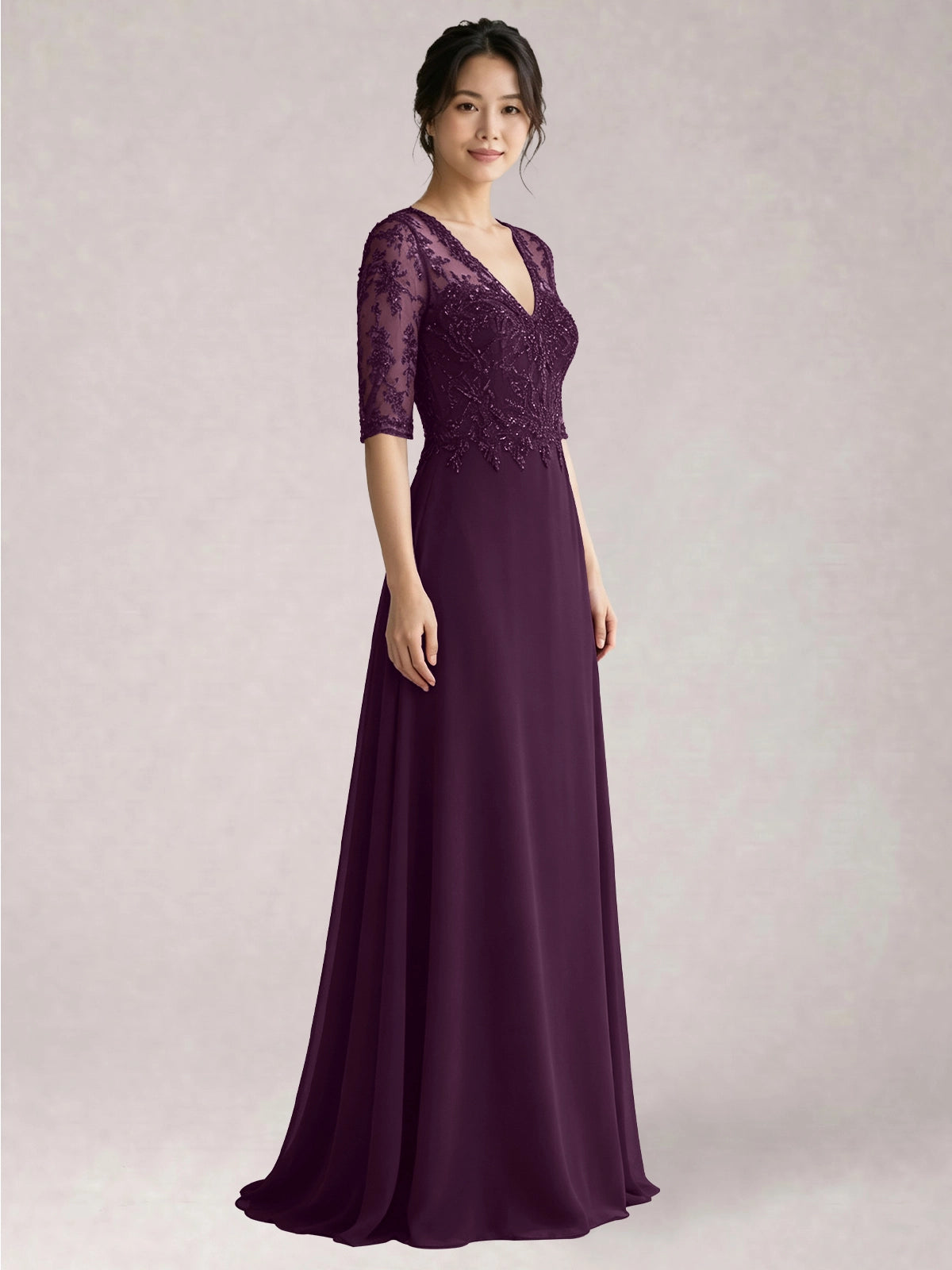 Lace Mother of the Bride Dress with Half Sleeves