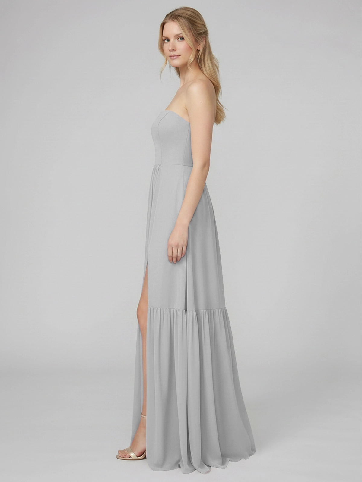 Strapless Bridesmaid Dress with Slit 