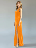 Velvet Bridesmaid Dress with Slit 