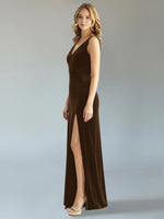 Velvet Bridesmaid Dress with Slit 