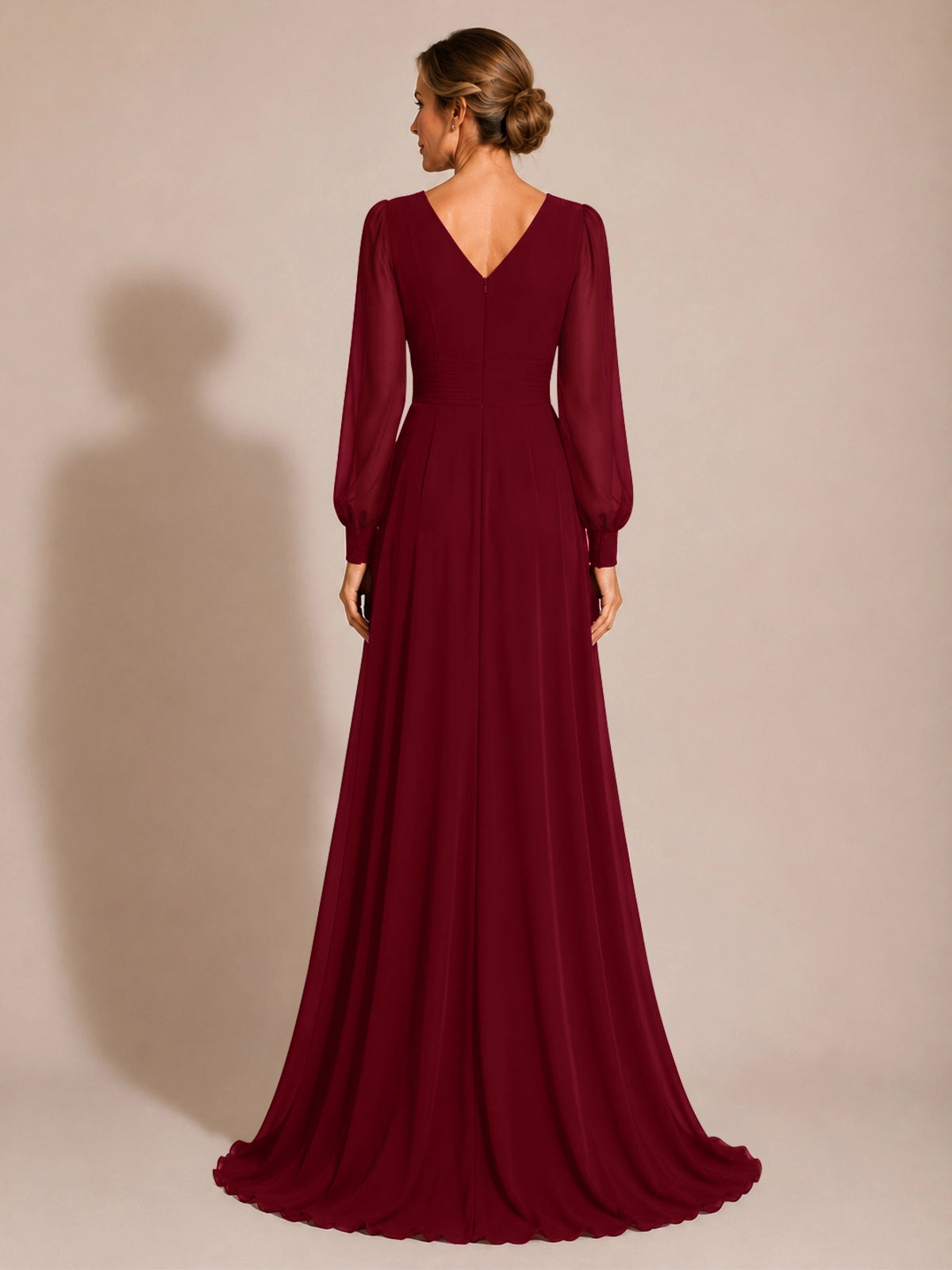 Chiffon Mother of the Bride Dress with Long Sleeves 