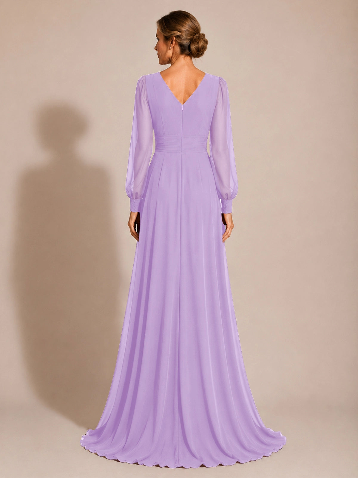 Chiffon Mother of the Bride Dress with Long Sleeves 