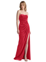 Velvet Prom Dress with Beaded Applique 