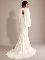 Stretch Satin Wedding Dress with Cape