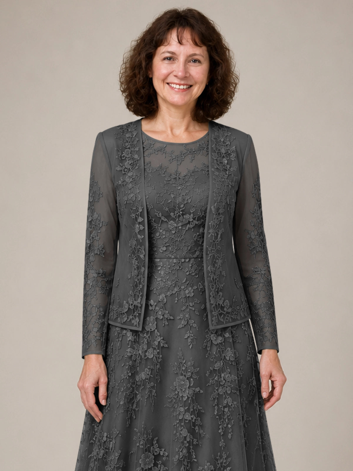 A-line Mother of the Bride Dress with Lace 