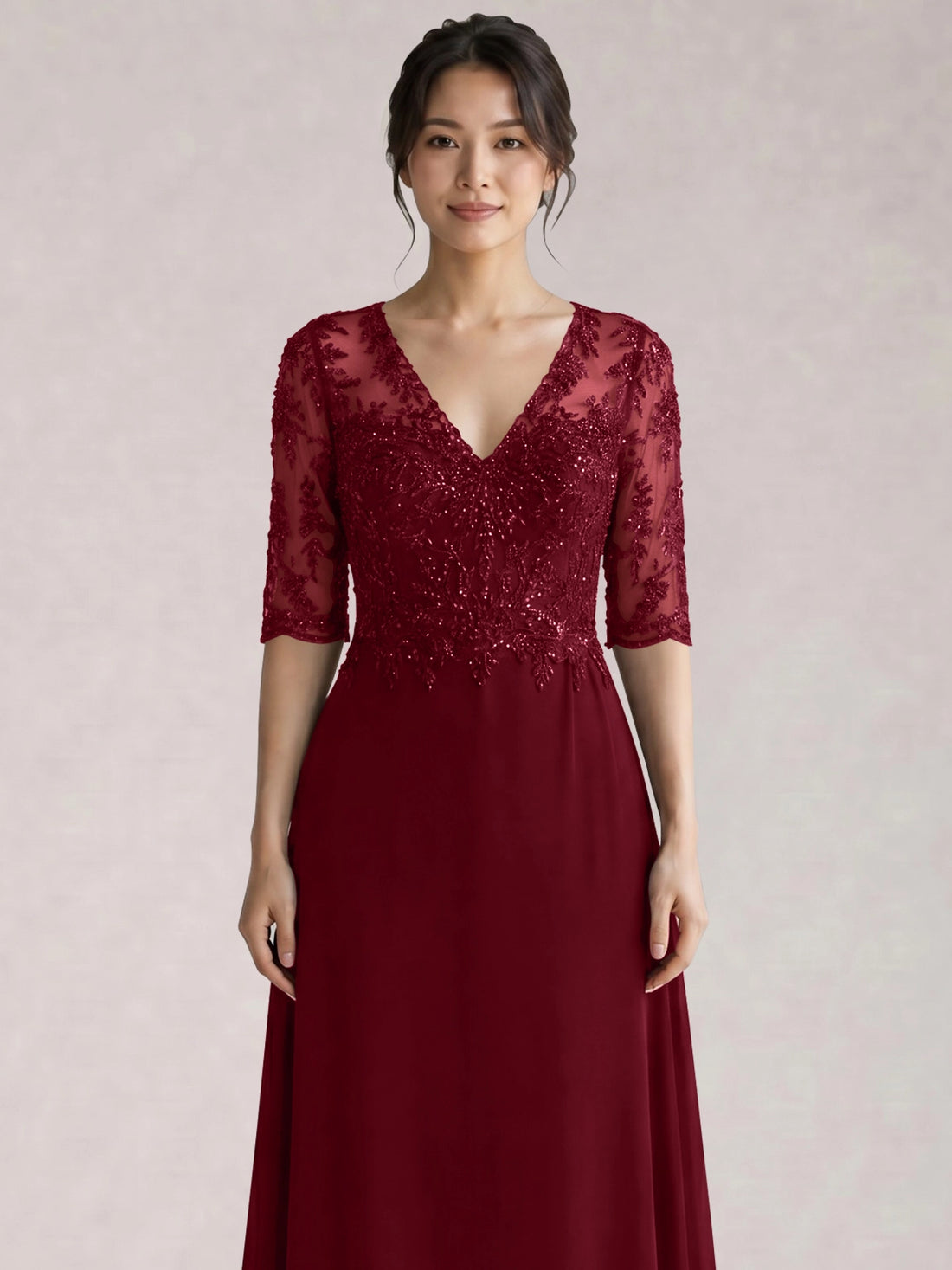 Lace Mother of the Bride Dress with Half Sleeves