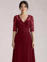 Lace Mother of the Bride Dress with Half Sleeves