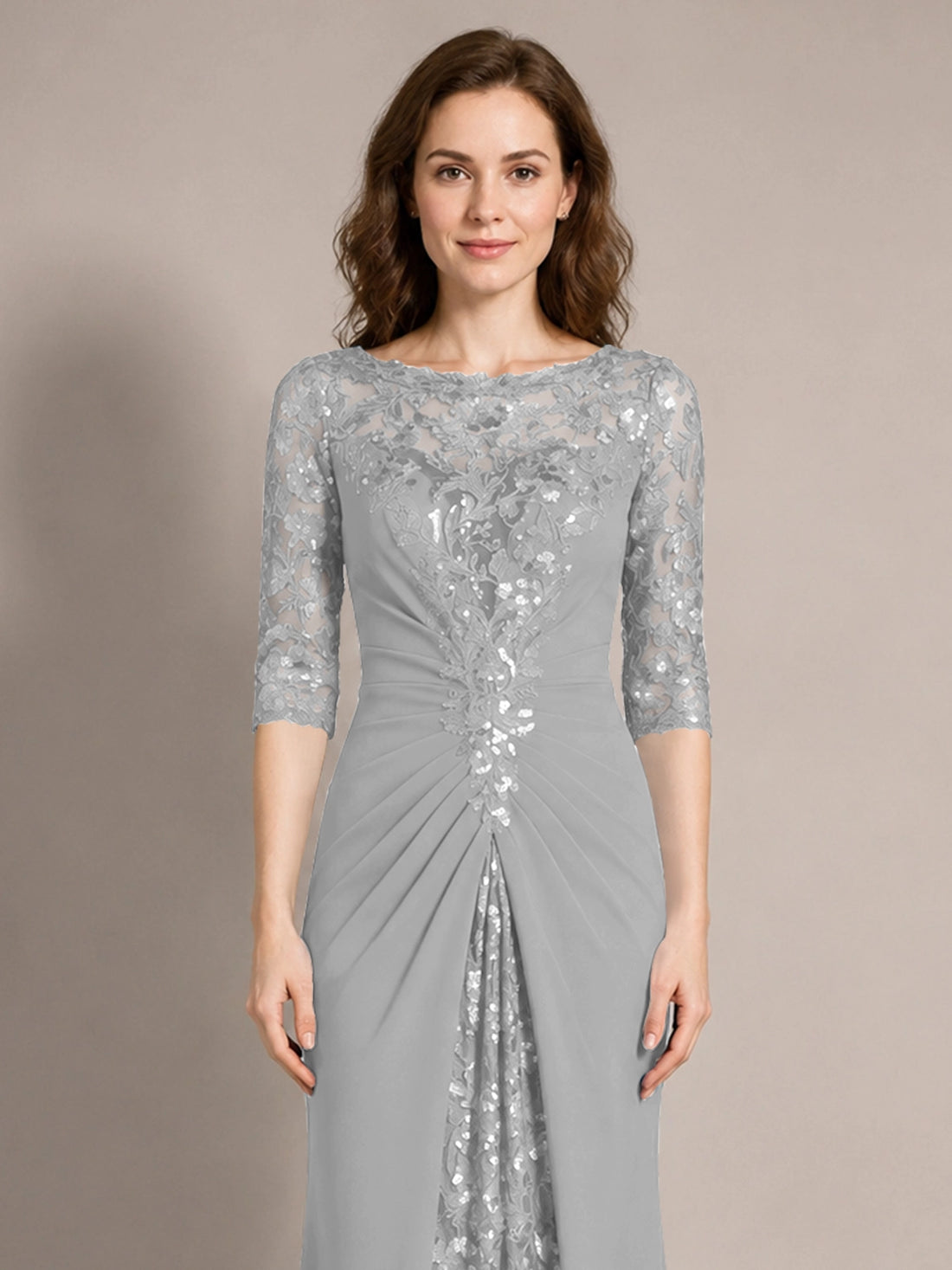 Lace Mother of the Bride Dress with Applique 