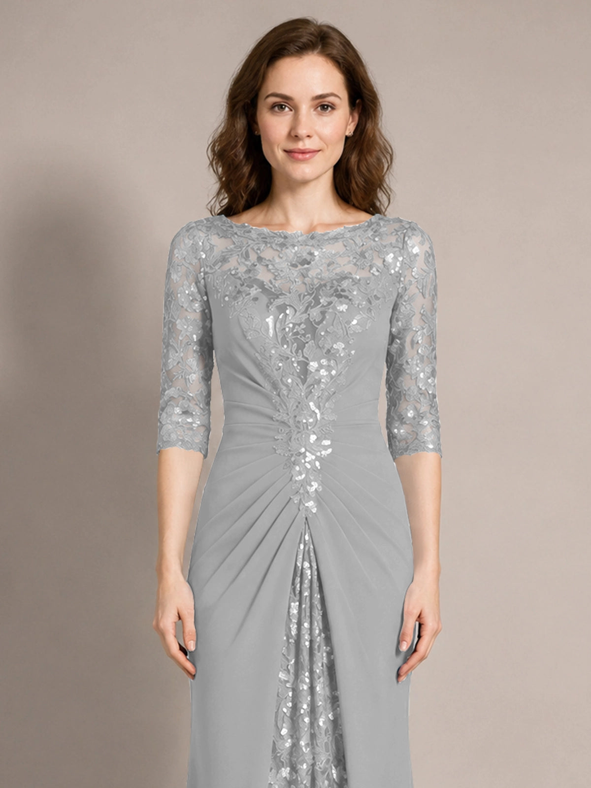 Lace Mother of the Bride Dress with Applique 