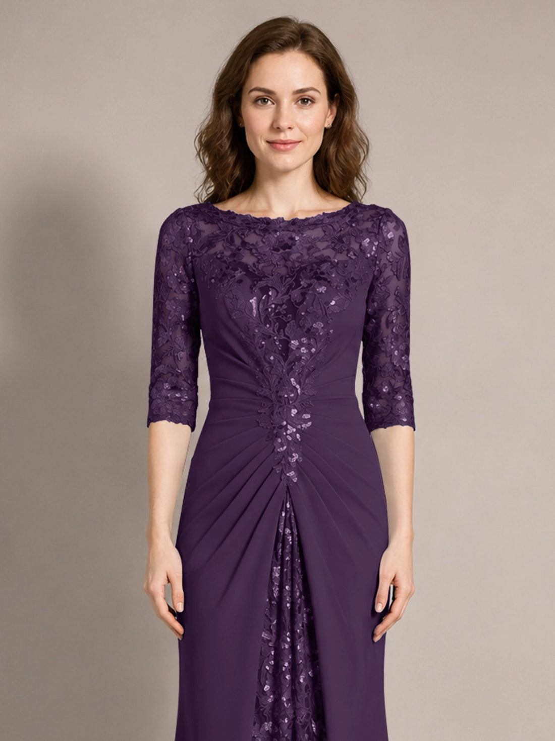 Lace Mother of the Bride Dress with Applique 
