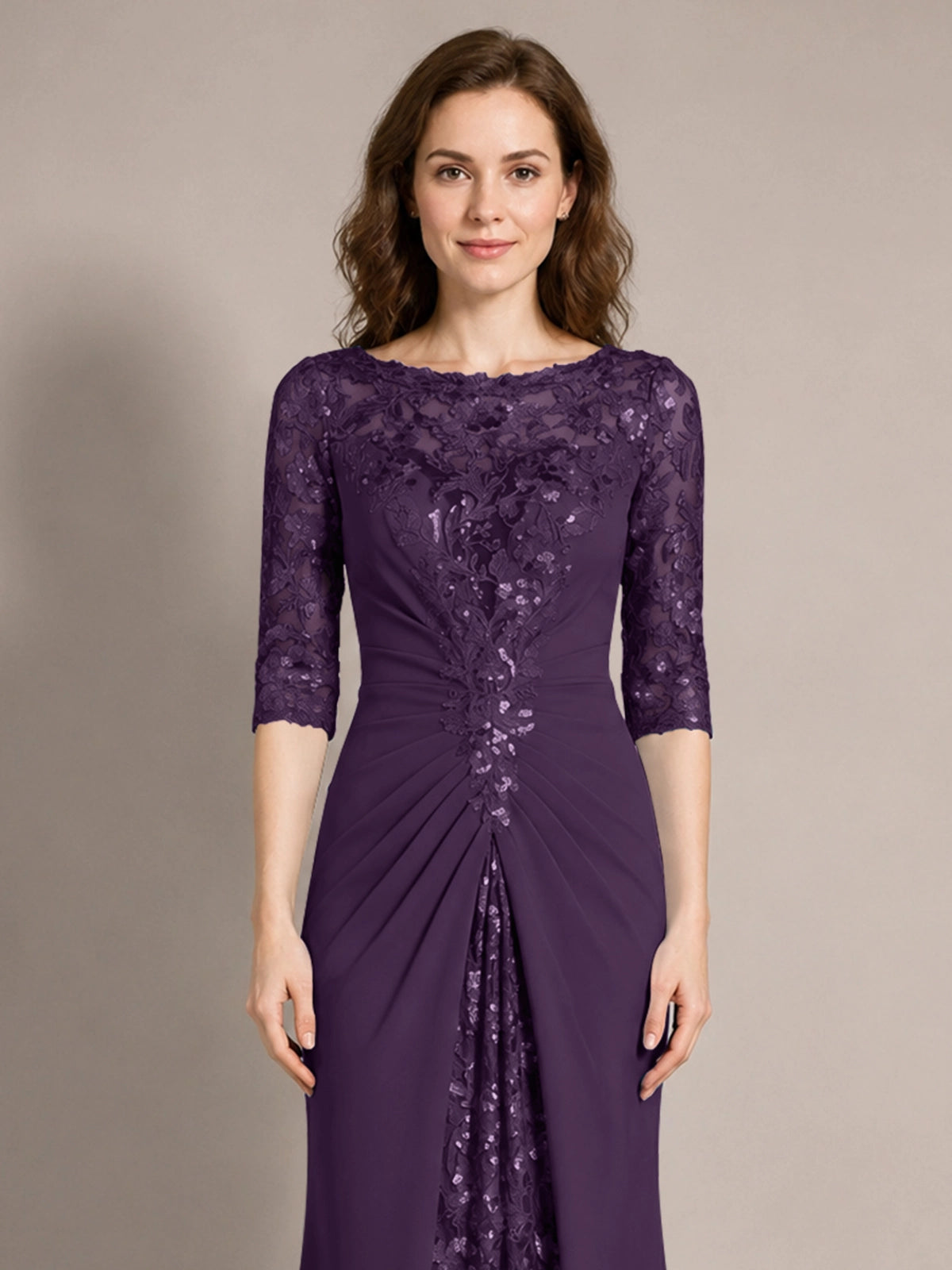 Lace Mother of the Bride Dress with Applique 