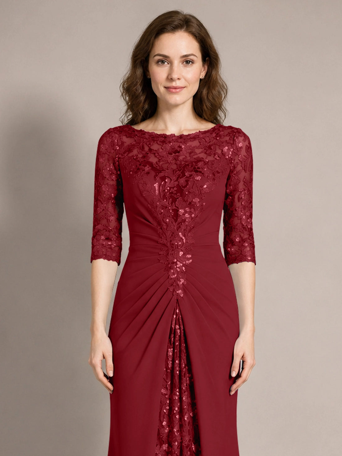 Lace Mother of the Bride Dress with Applique 