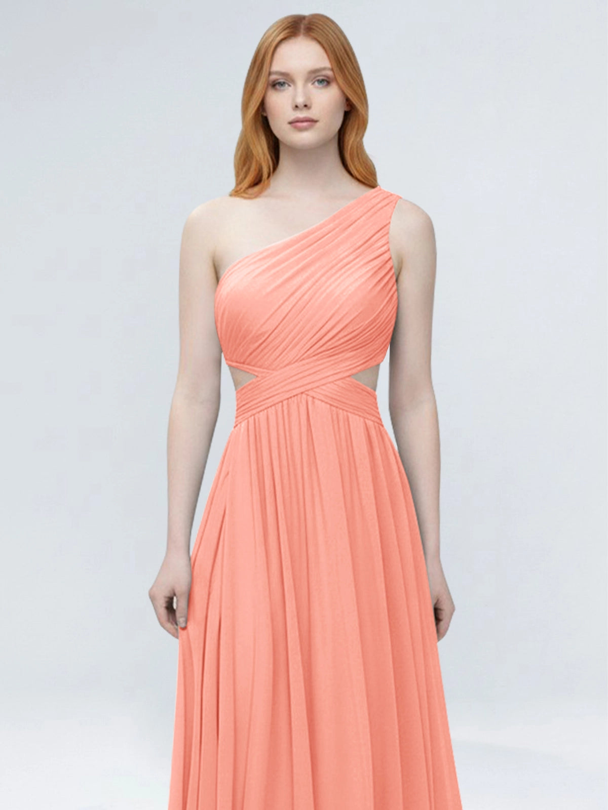 One-Shoulder Side Cut-Out Bridesmaid Dress 