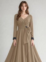 Stretch Satin Mother of the Bride Dress with Crystal