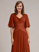 Cowl Neck Mother of the Bride Dress with Applique 