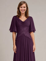Cowl Neck Mother of the Bride Dress with Applique 