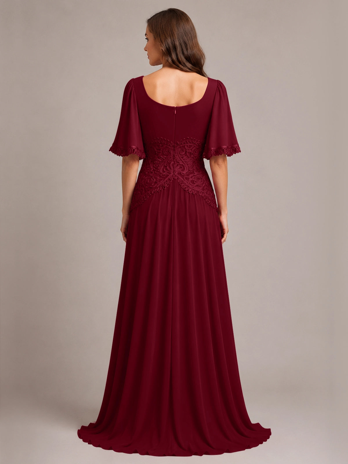 Cowl Neck Mother of the Bride Dress with Applique 