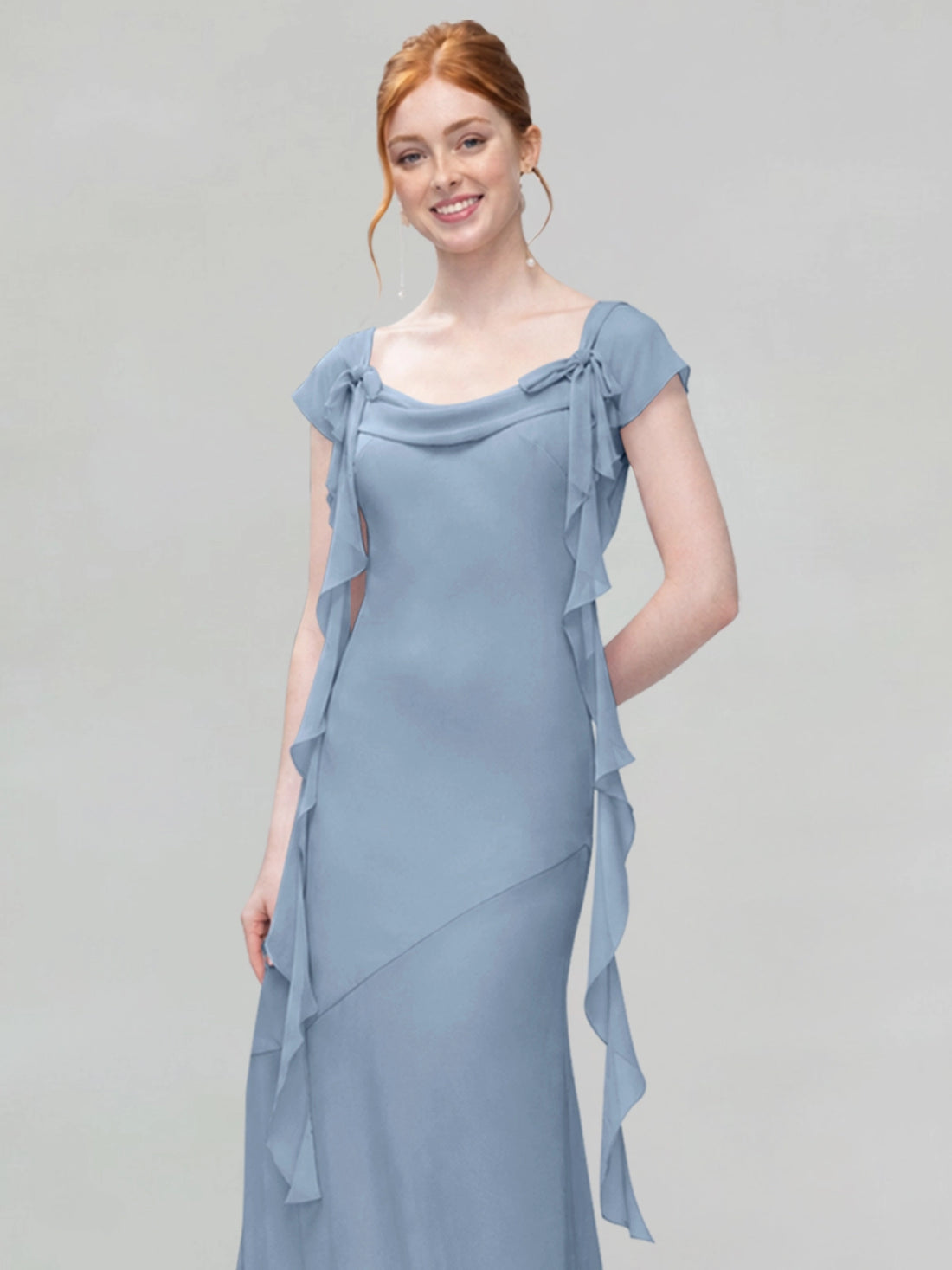 Flowy Ruffle Sheath Bridesmaid Dress 
