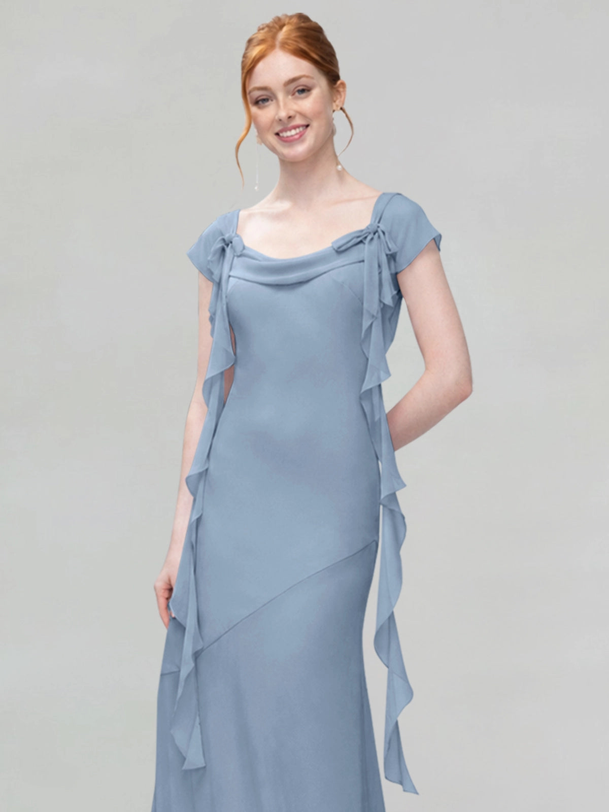 Flowy Ruffle Sheath Bridesmaid Dress 