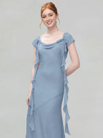 Flowy Ruffle Sheath Bridesmaid Dress 