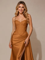 Silk-like Prom Dress with Appliques