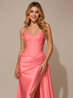 Silk-like Prom Dress with Appliques