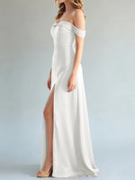 Off-the-Shoulder Slit Bridesmaid Dress 