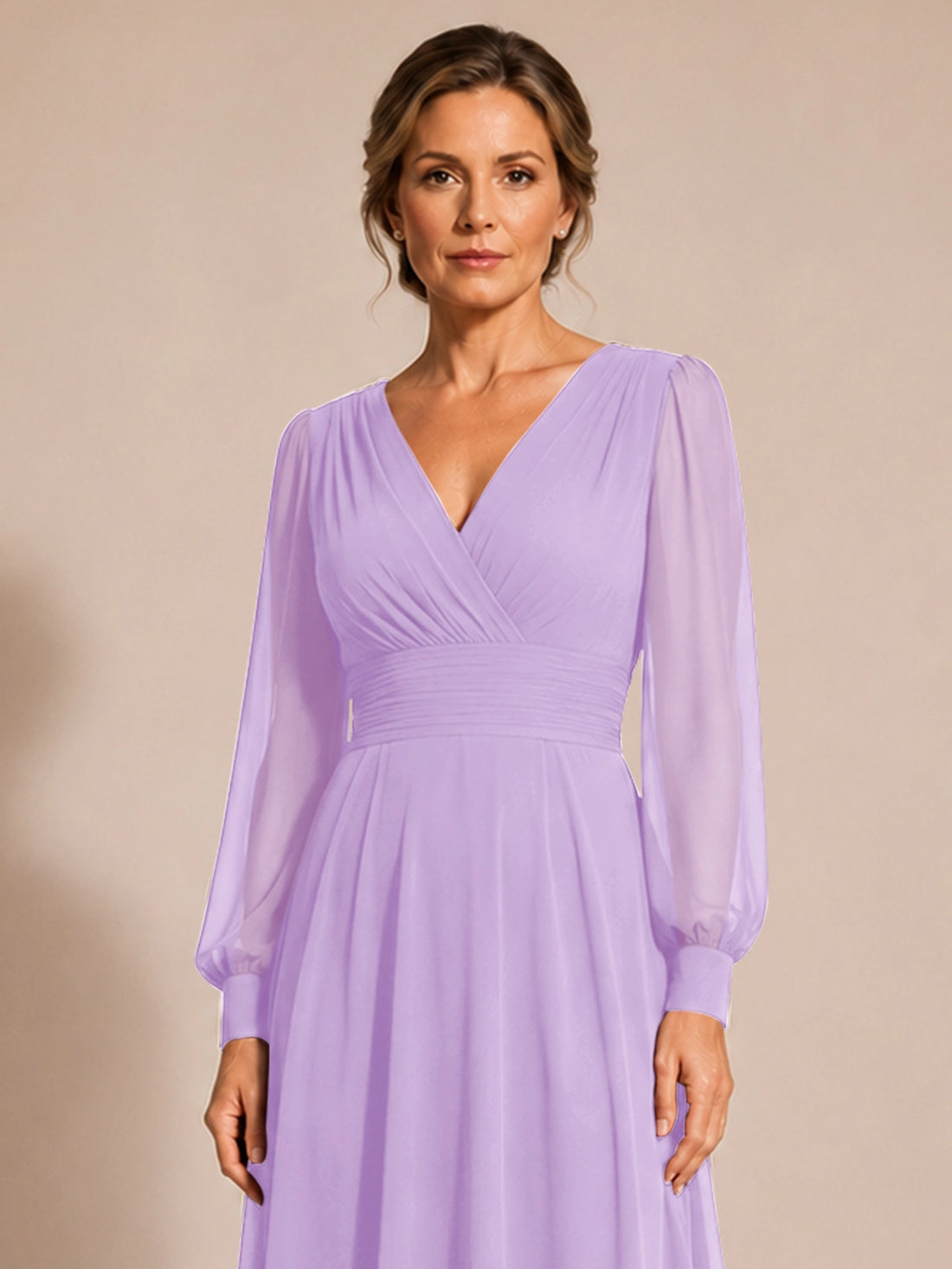 Chiffon Mother of the Bride Dress with Long Sleeves 