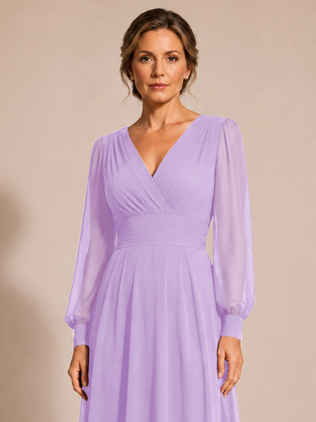 Chiffon Mother of the Bride Dress with Long Sleeves 