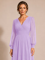 Chiffon Mother of the Bride Dress with Long Sleeves 