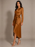 Silk-like Mother of the Bride Dress with Self-Tie Sash 