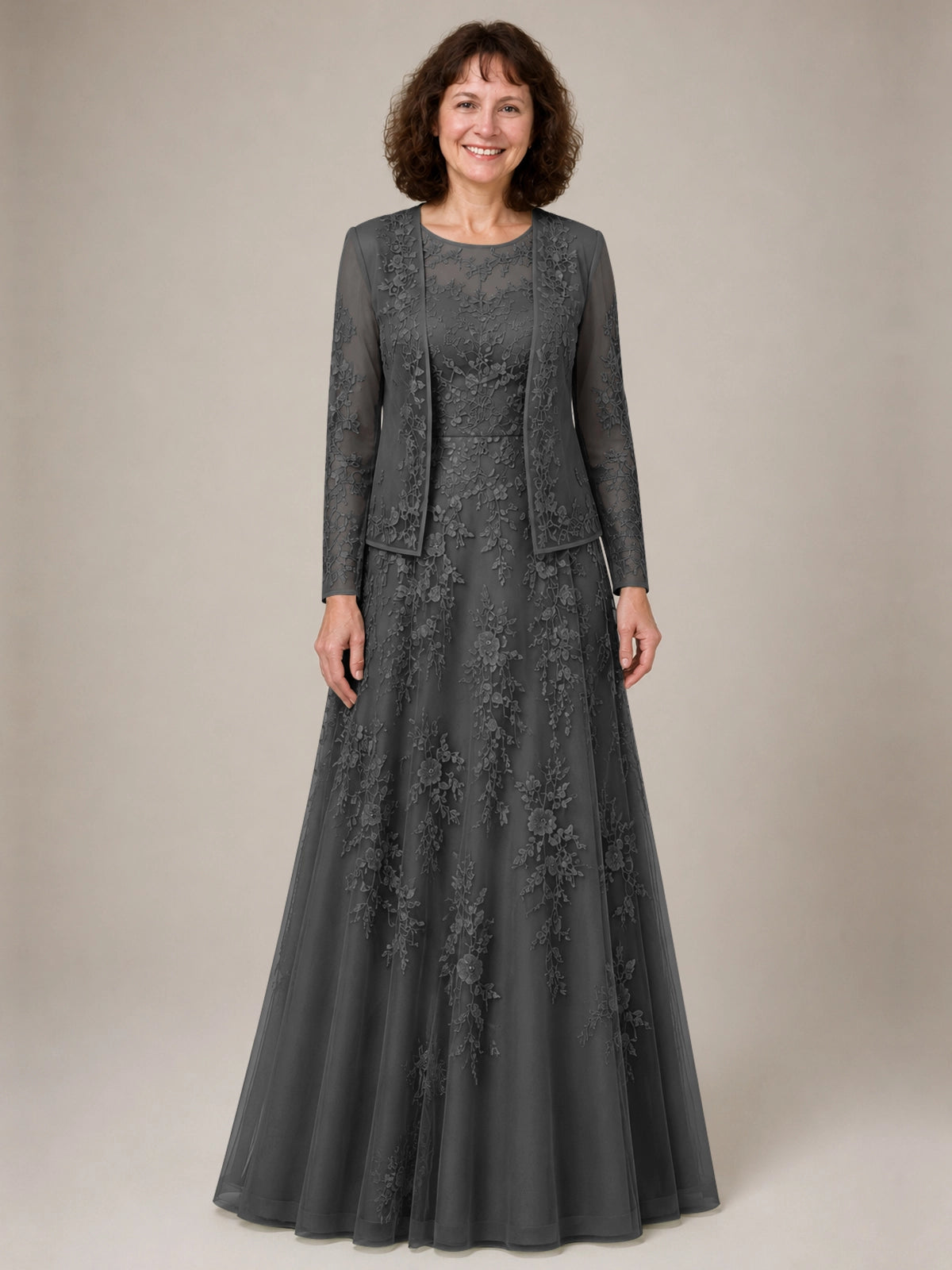 A-line Mother of the Bride Dress with Lace 