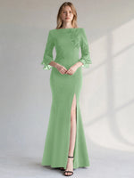 Chiffon Mother of the Bride Dress with 3/4 Sleeves