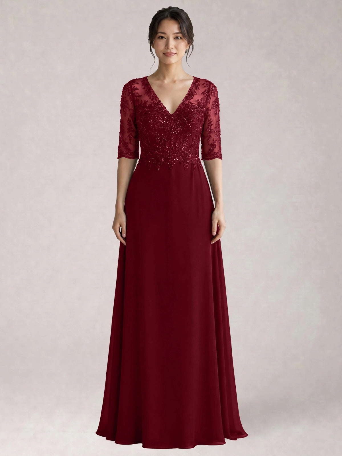 Lace Mother of the Bride Dress with Half Sleeves