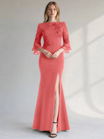 Chiffon Mother of the Bride Dress with 3/4 Sleeves