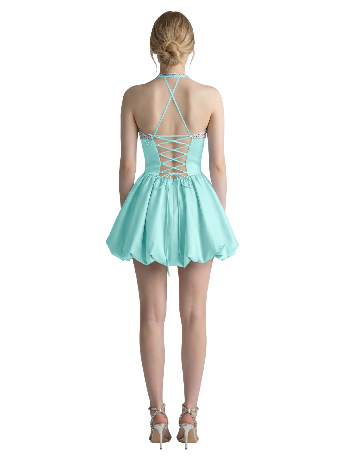 Beading Bubble Hem Mini Dress 