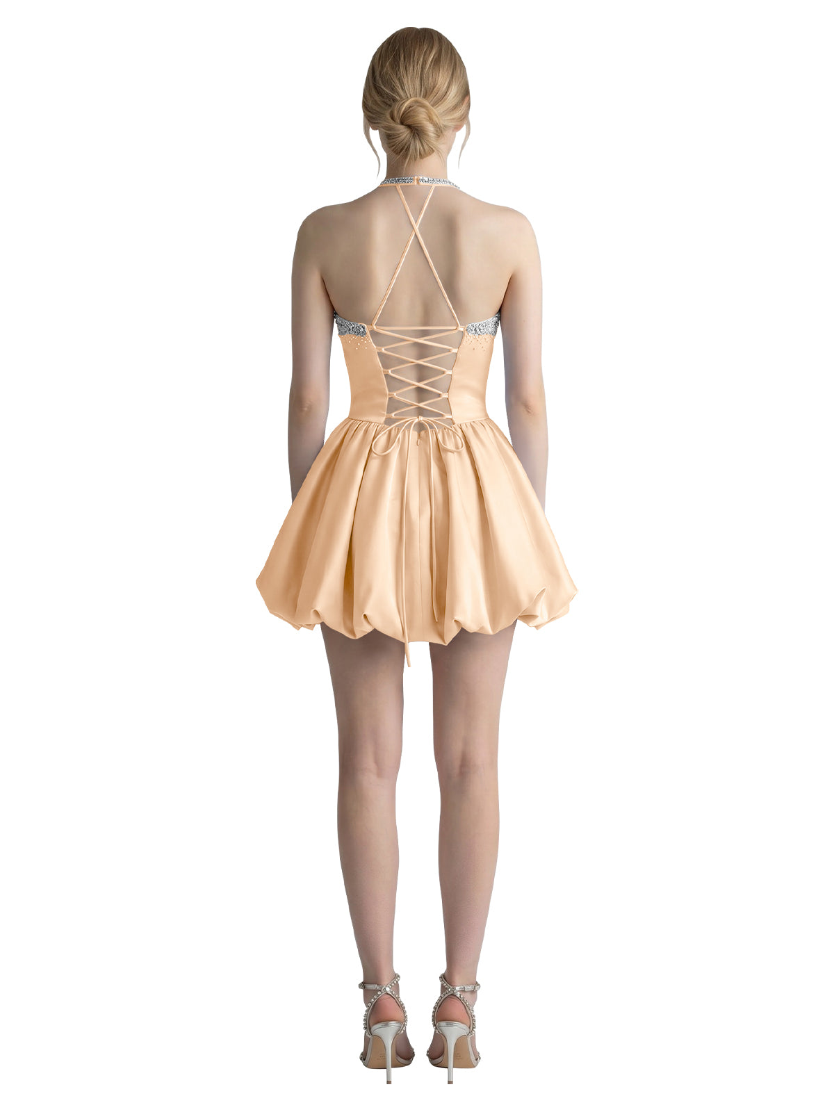 Beading Bubble Hem Mini Dress 