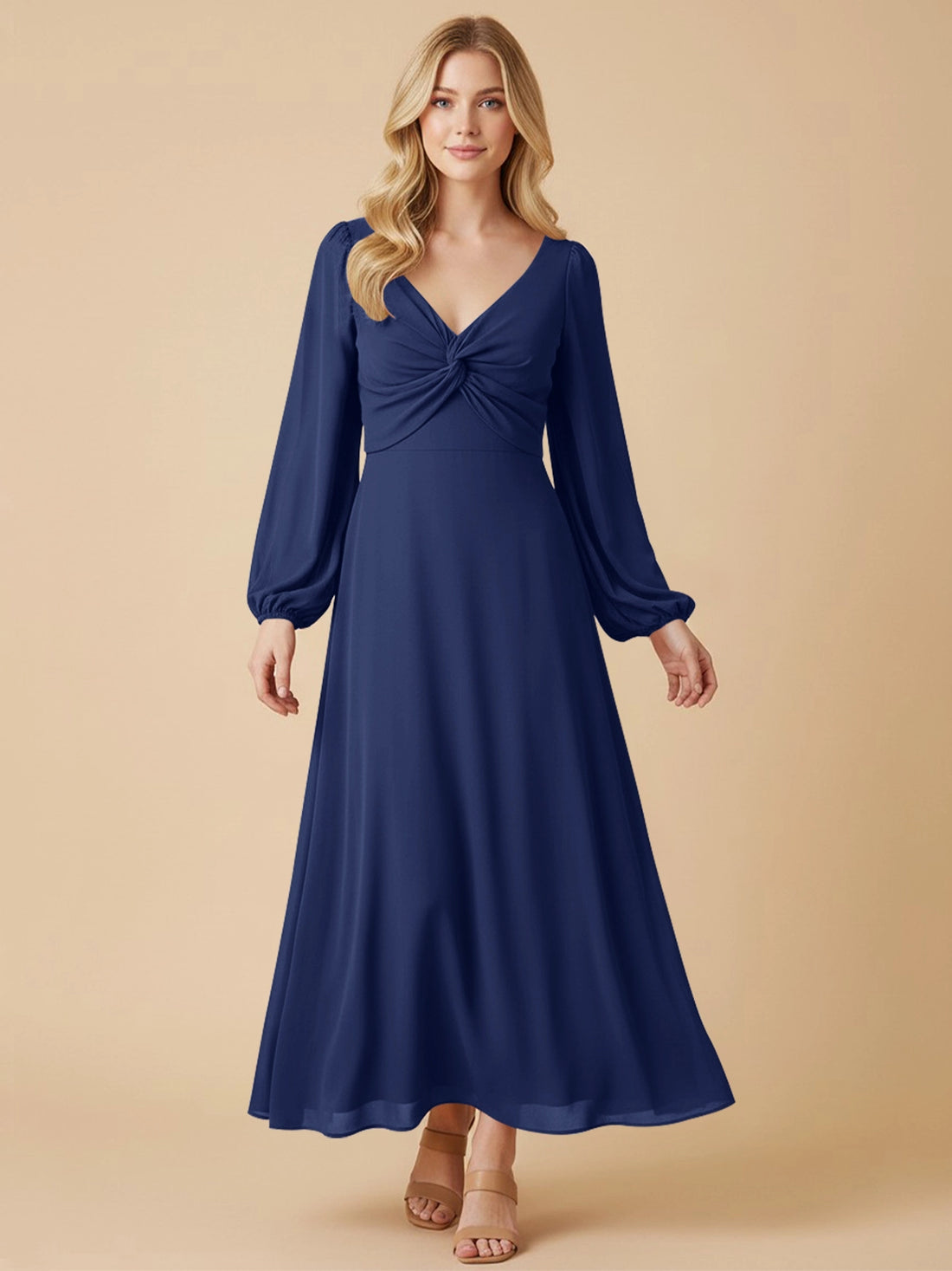 A-line Bridesmaid Dress with Long Sleeves 
