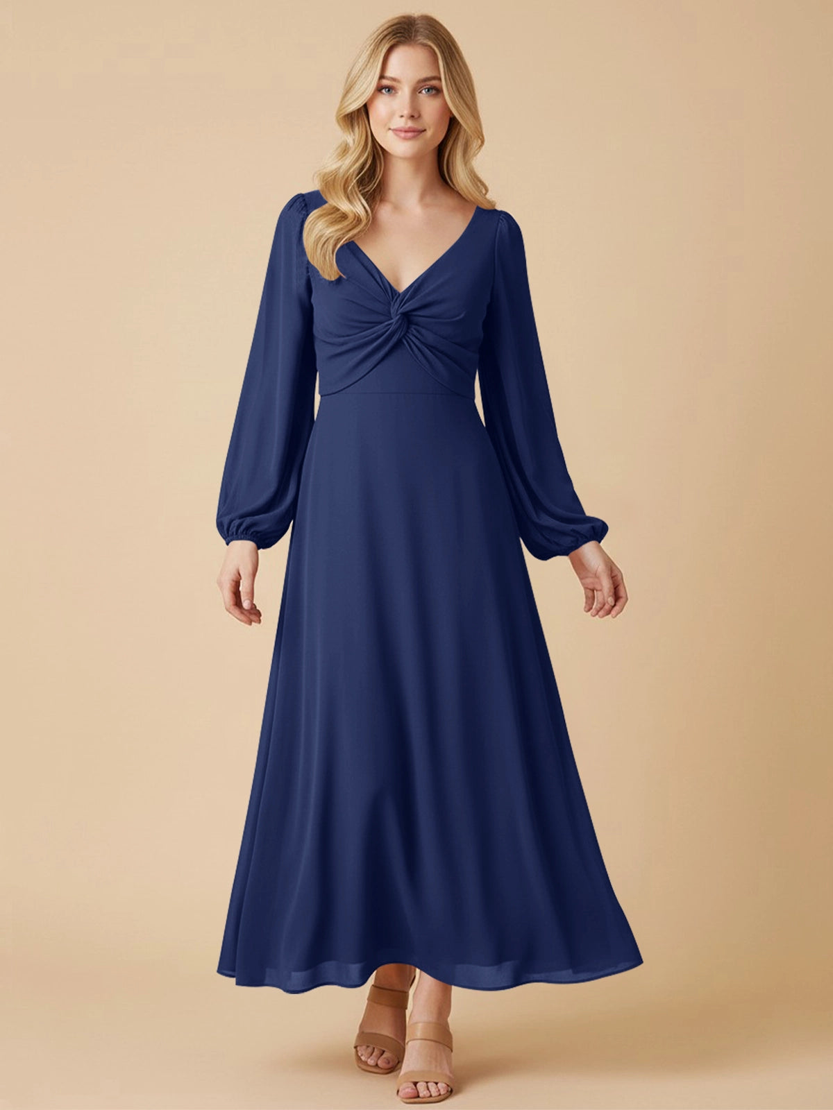 A-line Bridesmaid Dress with Long Sleeves 