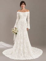 Lace Wedding Dress with Off-the-Shoulder 