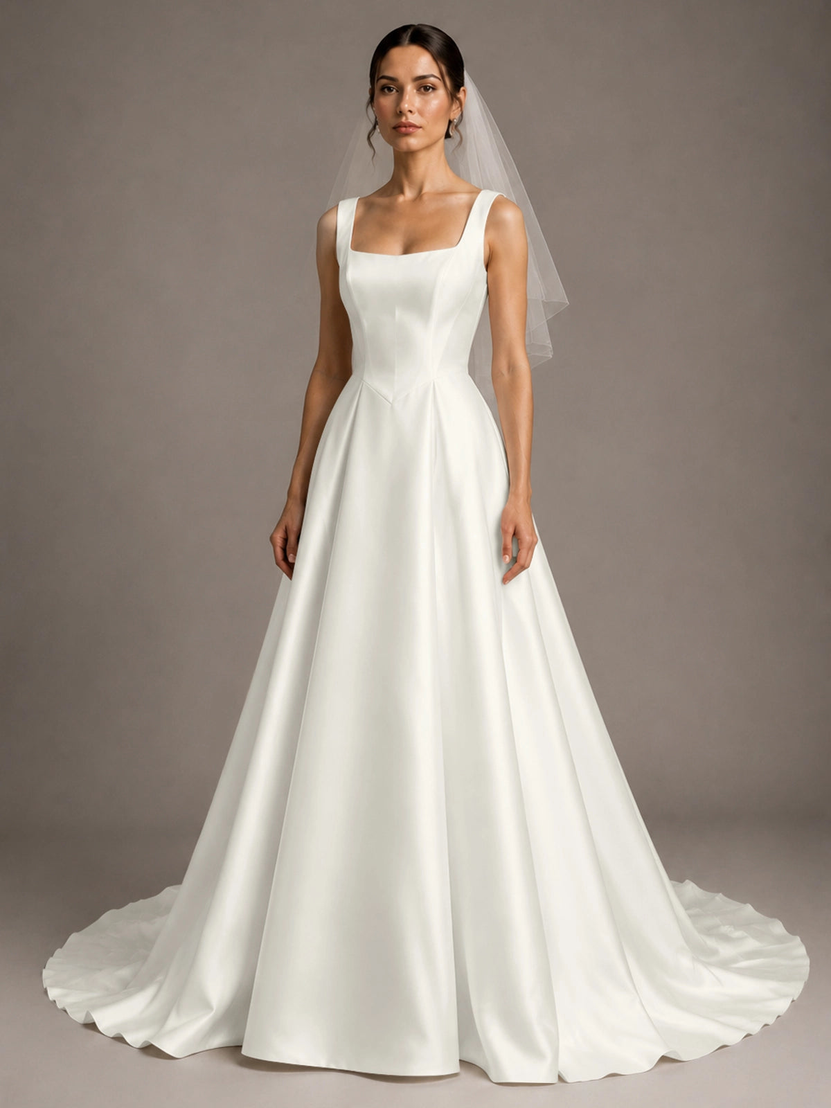A-line Wedding Dress with Square Neck 