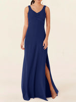 Chiffon Bridesmaid Dress with Slit 