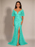 Mermaid Mother of the Bride Dress with V-neck 
