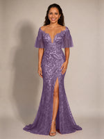Mermaid Mother of the Bride Dress with V-neck 